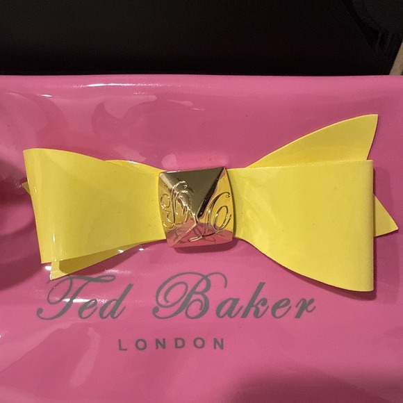 New Ted Baker London Bow Large Zip Makeup Bag Pink And Yellow Bow Luxury - Picture 2 of 5